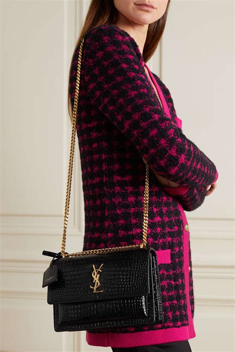 ysl shoulder bag croc|SAINT LAURENT Sunset small croc.